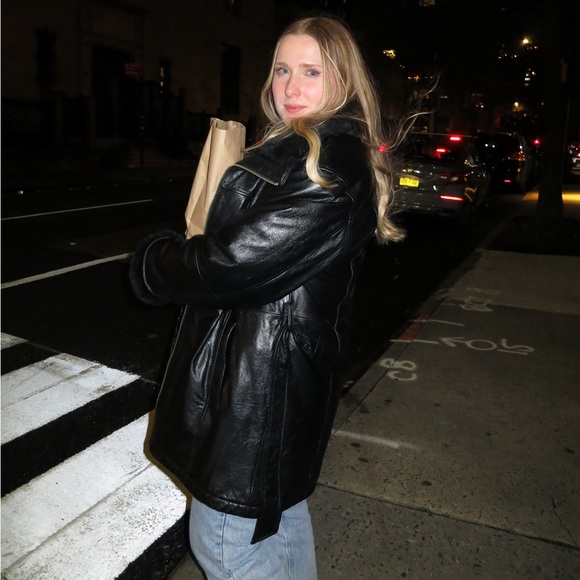 Wilson Black Leather Jacket with Fur Trim - Picture 7 of 7